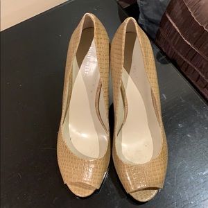 Nine West Sneak Skin Nude Peep Toe heels